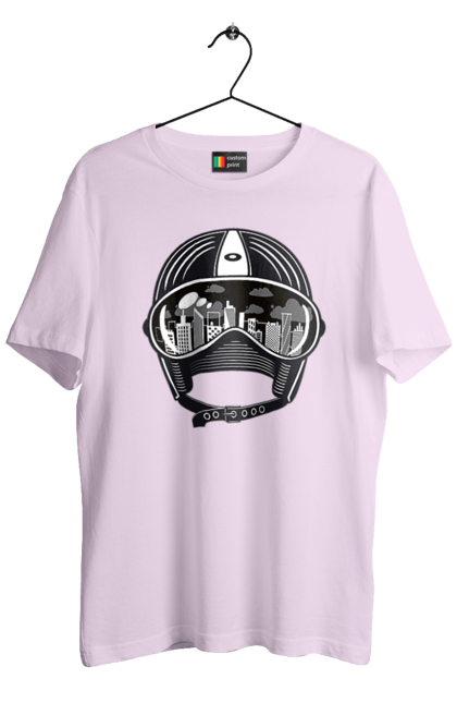 Футболка чоловіча з принтом "Шолом І Місто". Місто, швидкість, шолом. 2070702