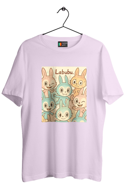 Футболка чоловіча з принтом "Лабубу". Безтурботно, грайливо, дизайнперсонажу, каваї, лабубу, милі мистецтво, ніжні відтінки, пастельніквіти, стиль мультфільму, чарівно. 2070702