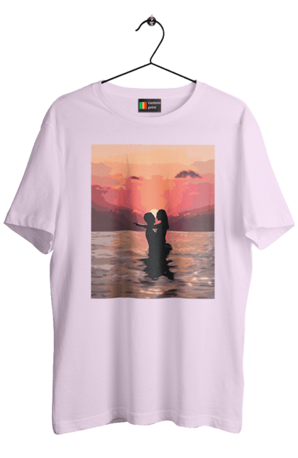 Футболка чоловіча з принтом "Секс у заході сонця". Захід сонця, природа та любов, секс на морі, секс та природа. 2070702