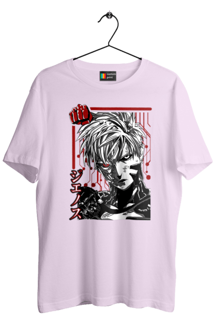 Men's t-shirt with prints One Punch Man Genos. Anime, comedy, cyborg, demon, demon cyborg, genos, manga, one punch man, parody, superheroes. 2070702