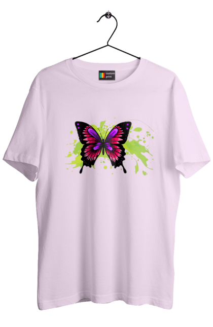 Men`s t-shirt with prints Pink Butterfly. Butterfly. 2070702