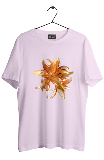 Men`s t-shirt with prints Orange lily. Beauty, flower, lily, nature, orange, solar. 2070702