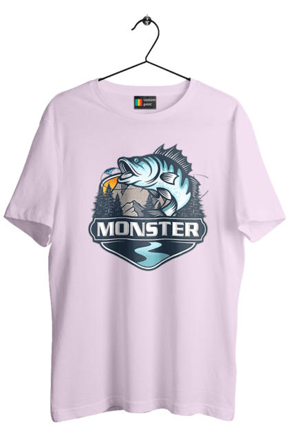 Футболка чоловіча з принтом "Рибалка". Монстер, рибак, рибалка, хоббі. 2070702