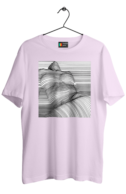 Футболка чоловіча з принтом "Дівчина В Смужку". Гола, сиськи. 2070702