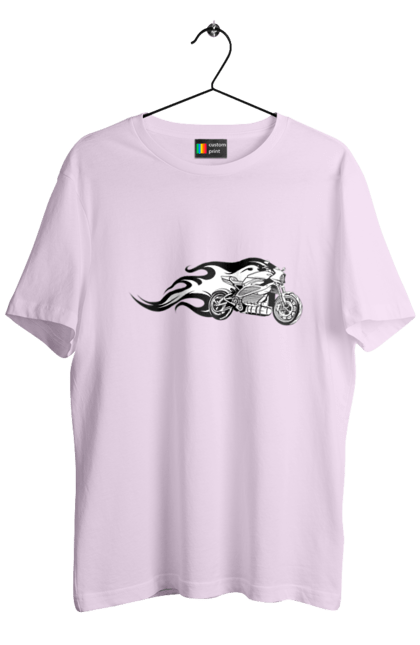 Футболка чоловіча з принтом "Мотоцикл Вогонь". Мото, мотоцикл, огонь. 2070702