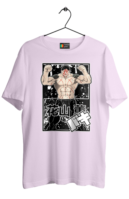 Men's t-shirt with prints Baki the Grappler Kaoru Hanayama. Anime, baki, baki fighter, baki the grappler, kaoru hanayama, manga, martial arts, tv series. 2070702