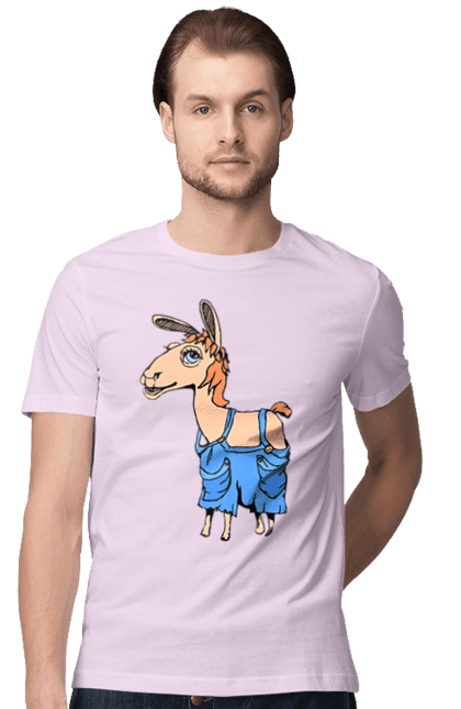 Men`s t-shirt with prints Llama Jumpsuit. Lama, overalls. 2070702