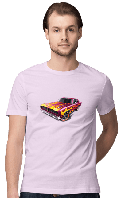 Men`s t-shirt with prints Custom car. Airbrushing, auto, by custom, car, fire, flame, machine, tuning. 2070702