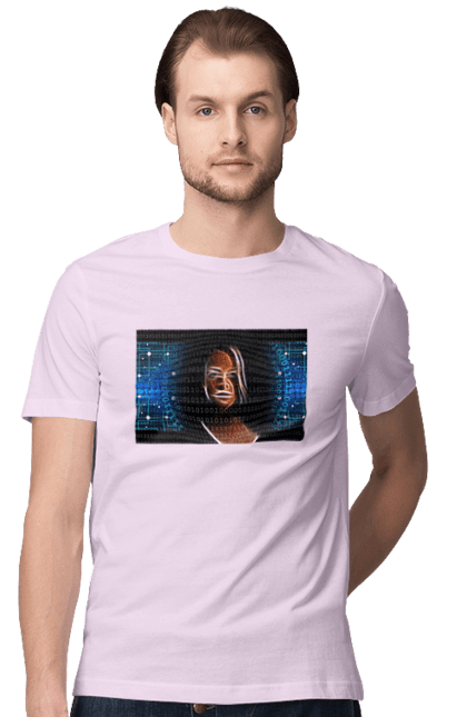 Футболка чоловіча з принтом "Штучний Розум". Айті, айтішник, гик, жінка, знання, інженер, інтелект, кібер, кібернетика, кіборг, код, комп, комп`ютерник, кристал, машинне навчання, мікросхема, мозок, портрет, програміст, професіонал, професія, розробник, розум, світиться, світло, хакер, чіп, штучний інтелект, штучний розум. 2070702