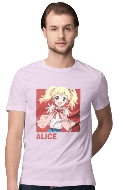 Футболка мужская с принтом Золотая мозаика Алиса Картелет. Alice cartelet, anime, kiniro mosaic, kinmoza, manga, алиса, алиса картелет, аниме, золотая мозаика, манга. 2070702