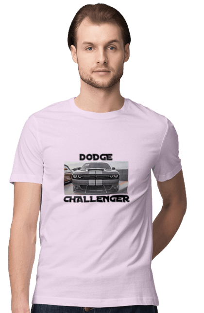 Men`s t-shirt with prints Dodge challenger. An american legend, car, cult car, dodge challenger, oil car, powerful car. 2070702