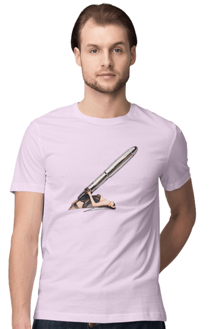 Футболка чоловіча з принтом "Великий Патрон". Дівчина, куля, патрон. 2070702