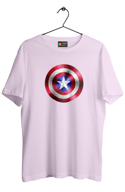 Футболка чоловіча з принтом "Щит". Капітан америка, комікси, марвел, месники, мультики, супергерої. 2070702