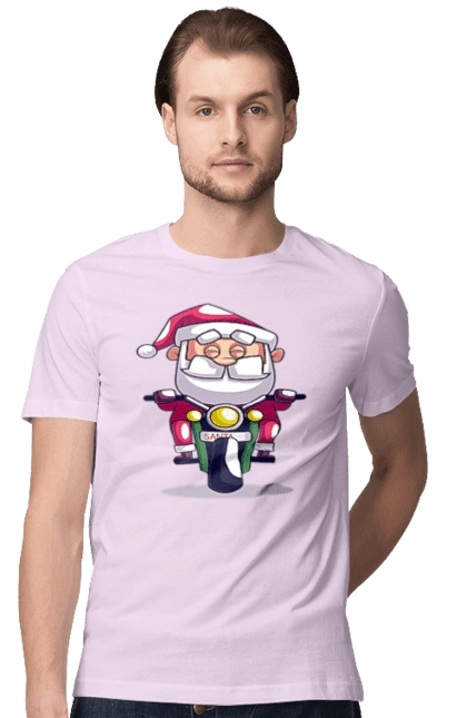 Счастливый санта на мотоцикле