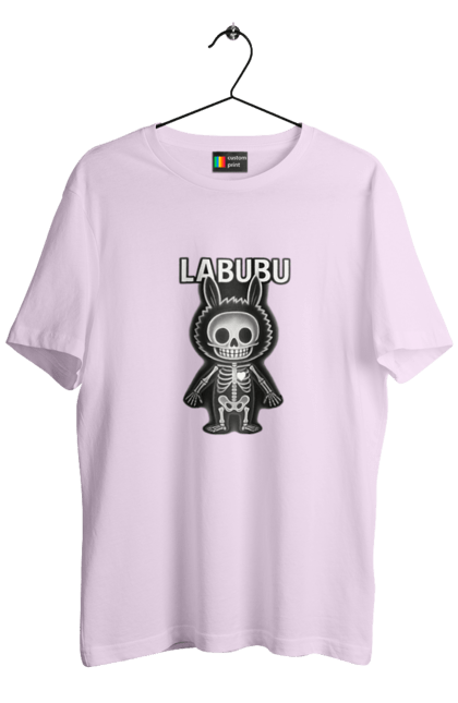 Футболка чоловіча з принтом "Лабубу". Анатомія, кістки, лабубу, миложутко, мінімалізм, рентген, серце` що світиться, скелет, череп, чорнобіле. 2070702