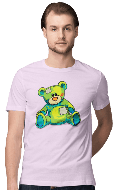 Футболка чоловіча з принтом "Плюшевий ведмедик". Cute, patches, teddy, teddy bear, vintage, ведмедик, іграшка, плюшевий ведмедик, подарунок. 2070702