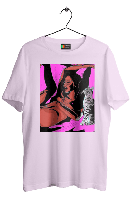 Men`s t-shirt with prints Girl Gets Fun. Cat, naked, passion, satisfaction. 2070702