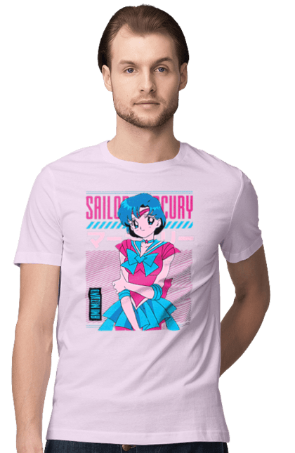 Men's t-shirt with prints Sailor Moon Mercury. Ami mizuno, anime, drama, magical girl, sailor mercury, sailor moon, tv series. 2070702