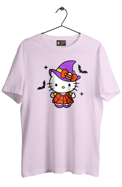 Men's t-shirt with prints Hello Kitty Halloween. Brand, cat, character, halloween, hello kitty, kitten, kitty, witch. 2070702