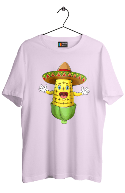 Футболка чоловіча з принтом "Кукурудза Сомбреро". Їжа, кукурудза, сомбреро. 2070702