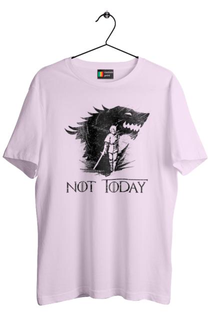 Men's t-shirt with prints Game of Thrones Arya. Arya, game, got, not today, stark, starks, thrones, tv show, wolf, wolves. 2070702