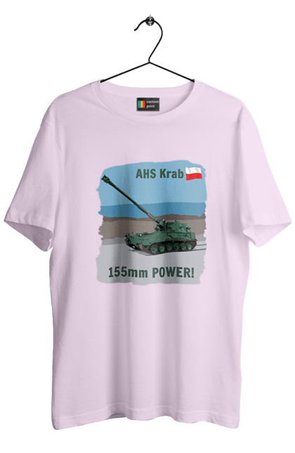Футболка чоловіча з принтом "155mm Power! САУ Krab оливковий". Ahs krab, артилерія, гаубиця, краб, польща, сау. 2070702