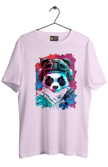 Футболка чоловіча з принтом "Панда в VR шолом". Віртуальна реальність, гік, панда, персонаж, шолом. 2070702