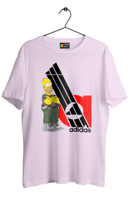 Футболка мужская с принтом Adidas Гомер. Adidas, homer, simpson, адидас, гомер, мультсериал, сериал, симпсоны. 2070702