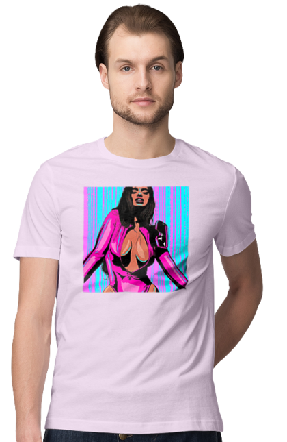 Футболка чоловіча з принтом "Дівчина З Глибоким Декольте". Гола, дівчина, сиськи. 2070702