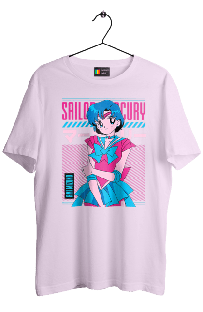 Men's t-shirt with prints Sailor Moon Mercury. Ami mizuno, anime, drama, magical girl, sailor mercury, sailor moon, tv series. 2070702