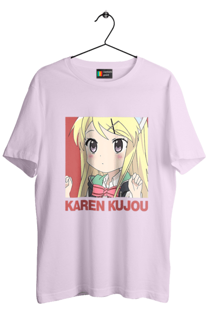 Футболка мужская с принтом Золотая мозаика Карен Кудзё. Anime, karen kujo, kiniro mosaic, kinmoza, manga, аниме, золотая мозаика, карен, карен кудзё, манга. 2070702