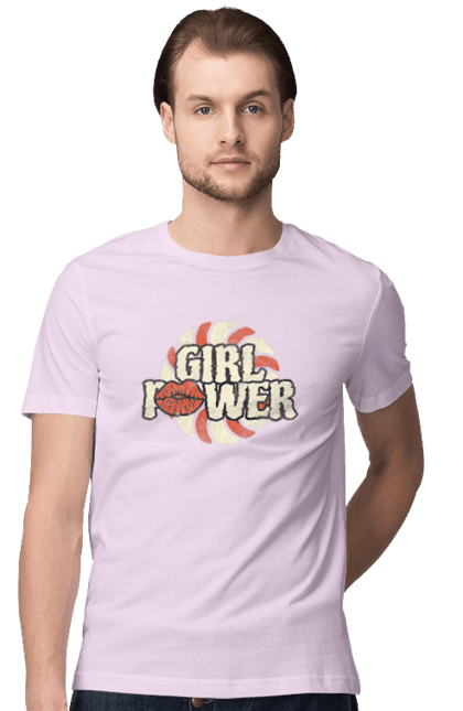 Футболка мужская с принтом Girl Power. Girl power, девушки, девушки могут, женская сила, женщины, лозунг, независимость, сила, феминизм. 2070702