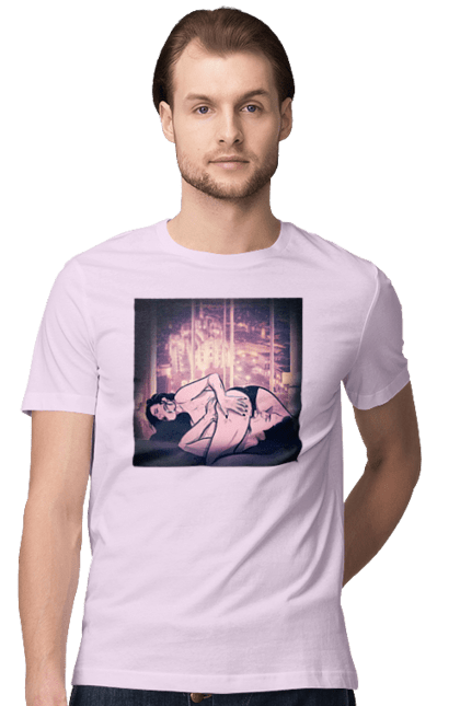 Футболка чоловіча з принтом "Дорослі Ігри На Тлі Міста". Гола, кохання, лизати, трусики. 2070702