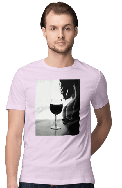 Футболка чоловіча з принтом "Келих вина". Вино у келиху, грація, знову п`ятниця, очікування, тіло жінки, форми жіночого тіла. 2070702