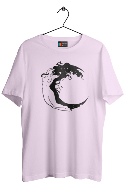 Men`s t-shirt with prints Moon girl. Cosmic, girl, moon, space, stars. 2070702