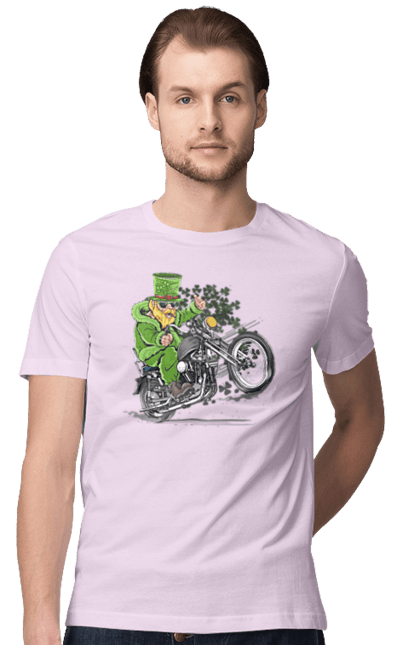 Men`s t-shirt with prints Patrick On A Motorcycle. Holiday, motorcycle, patrick. 2070702