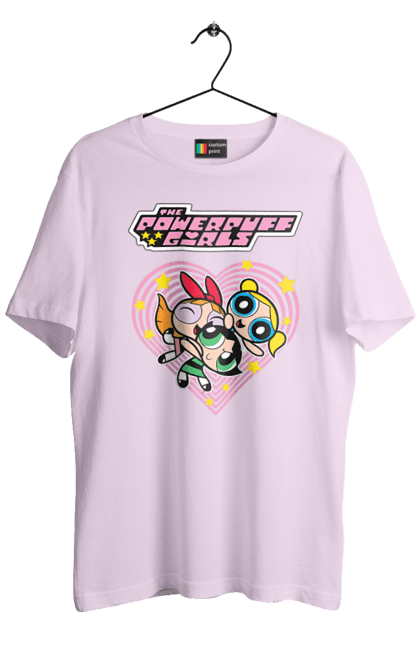 Men's t-shirt with prints Powerpuff Girls. Animated series, blossom, bubbles, buttercup, cartoon network, cool girls, heart, powerpuff girls. 2070702