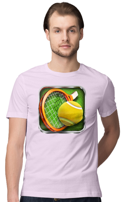Футболка чоловіча з принтом "Теніс". Великий теніс, гравці, лондон, м`яч, призовий фонд, ракетка, спонсор, турнір на ґрунті, турнір на траві, турнірна сітка. 2070702