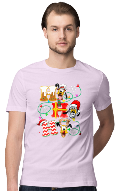 Men's t-shirt with prints Merry Christmas. Cartoon, christmas, christmas, deer, disney, holiday, merry christmas, santa. 2070702