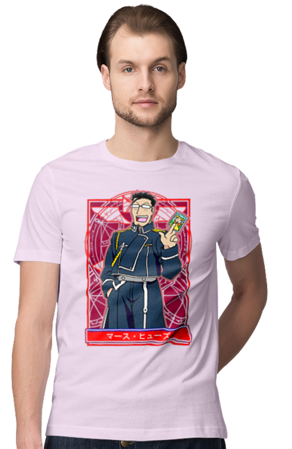 Men's t-shirt with prints Fullmetal Alchemis Maes Hughes. Adventures, anime, comedy, fullmetal alchemist, maes hughes, manga, steampunk. 2070702