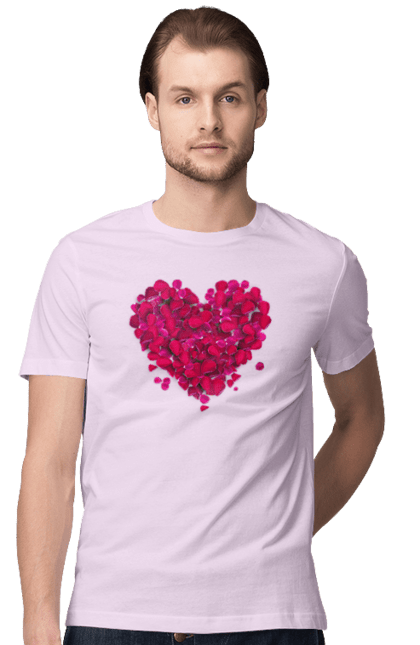 Футболка чоловіча з принтом "Серце З Пелюсток Троянди". Пелюстки, серце, троянда. 2070702