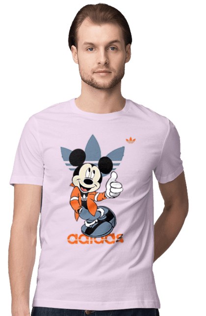 Футболка мужская с принтом Adidas Микки Маус. Adidas, mickey mouse, адидас, дисней, микки, микки маус, мультфильм. 2070702