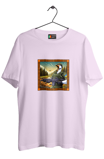 Футболка чоловіча з принтом "Гусячий десант". Біологічна зброя, бойові гуси, військовий гусак, гусячий десант, зброєні сили, прапор, символіка, україна. 2070702