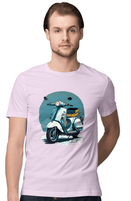 Футболка чоловіча з принтом "Мопед". Відпочинок, літо, мопед, скутер, швидкість. 2070702