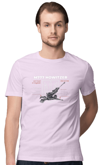 Футболка чоловіча з принтом "155 мм гаубиця M777". Archer, bayraktar, himars, javelin, m777, patriot, weapon, zaluzhny, гаубиця. 2070702