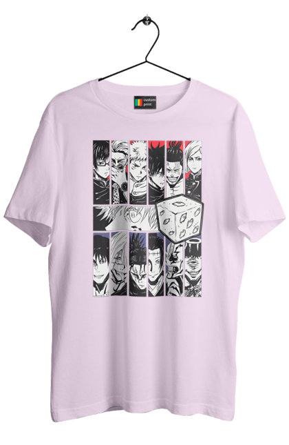 Men's t-shirt with prints Jujutsu Kaisen. Anime, dark fantasy, gojo, jujutsu kaisen, magic battle, manga, mystic. 2070702