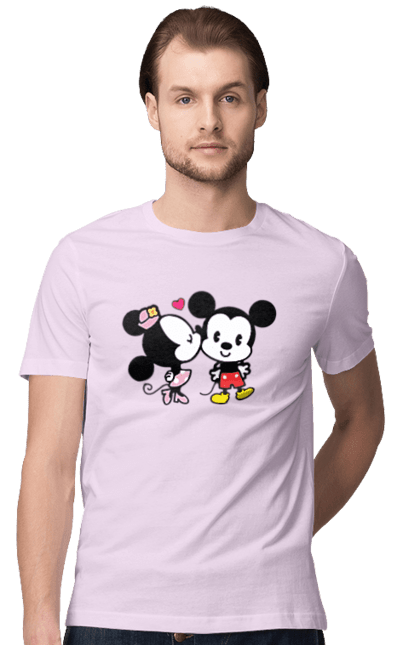 Футболка мужская с принтом Микки Маус и Минни Маус. Mickey mouse, minnie mouse, дисней, микки, микки маус, минни маус, мультфильм. 2070702