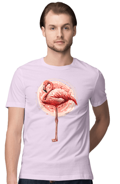 Футболка чоловіча з принтом "Фламінго Арт". Рожеве фламінго, тварина, фламінго. 2070702