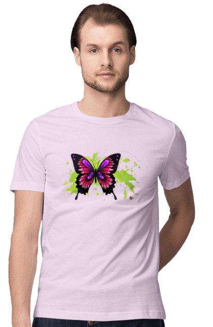 Men`s t-shirt with prints Pink Butterfly. Butterfly. 2070702
