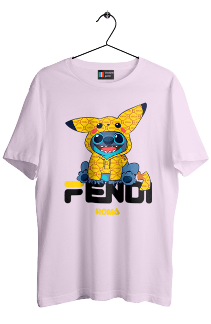 Футболка чоловіча з принтом "Fendi Стіч". Fendi, stich, бренд, будинок моди, італія, люкс, мода, стіч, сумка, фенді. 2070702